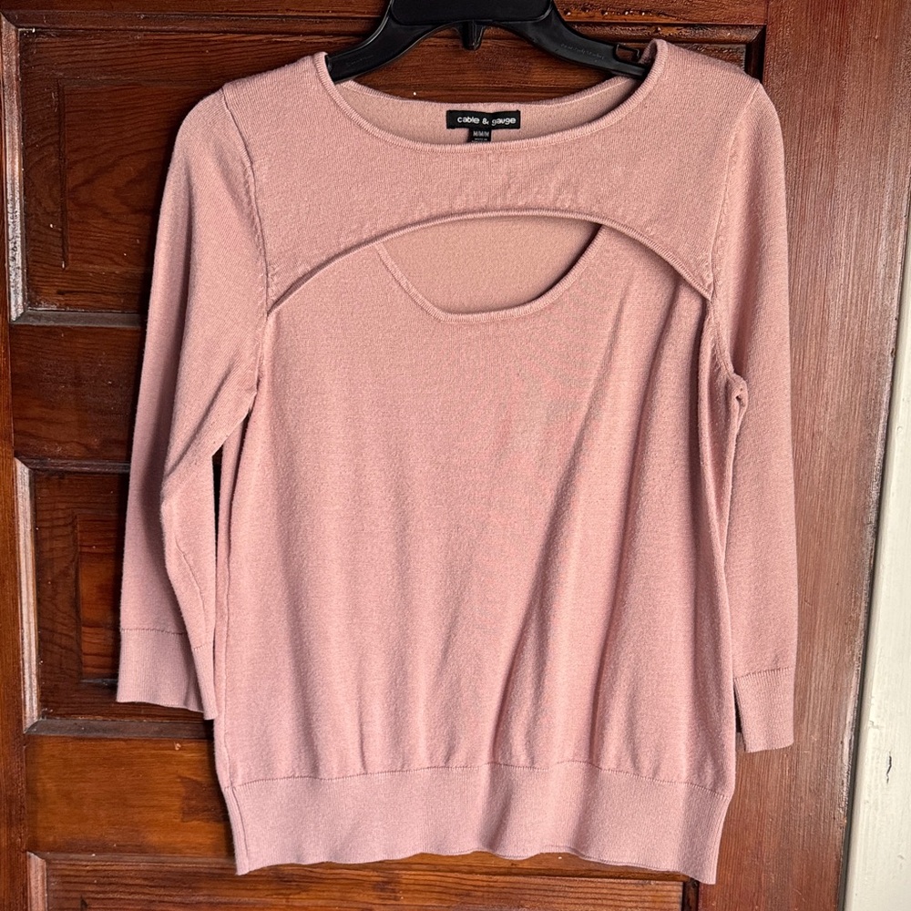 Cable & Gauge Blush Pink Cutout Sweater